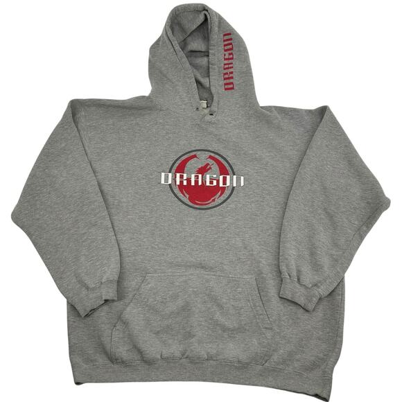 Vintage y2k Mens XL Dragon Alliance Brand Surf Skate Logo Hoodie Sweatshirt Grey - Picture 1 of 7